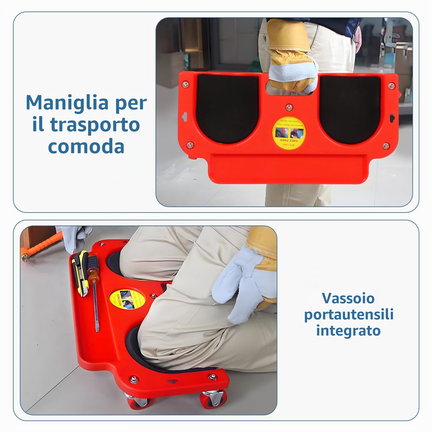 Ginocchiera Rotolante Con 5 Rotelle 113 Kg Capacità Per Meccanici