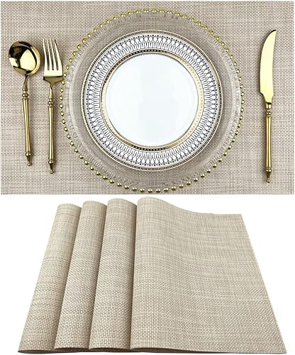WAZAIGUR Manteles individuales, manteles individuales de vinilo tejido entrecruzado, fáciles de limpiar, duraderos, antideslizantes, resistentes al