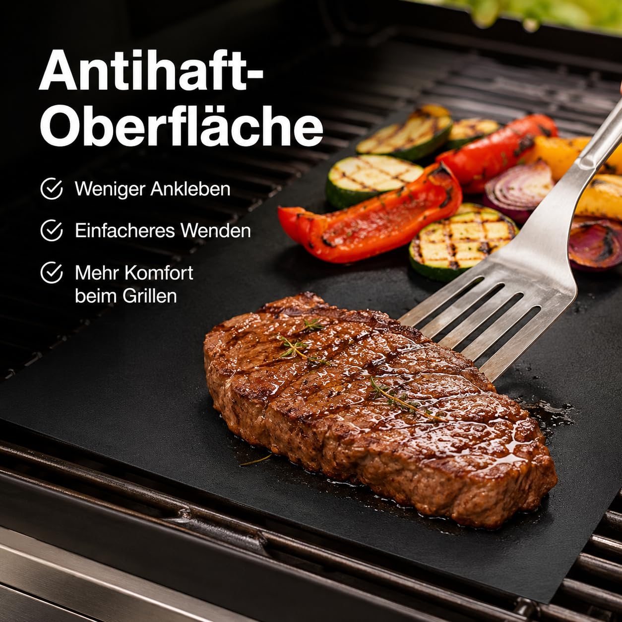 BBQROX maty do grillowania, zestaw 3 szt. (50 x 40 cm do 300°C), zwycięzca porównania 2024, do grilla gazowego, grilla elektrycznego i piekarnika, wielokrotnego użytku, nieprzywierająca podkładka do
