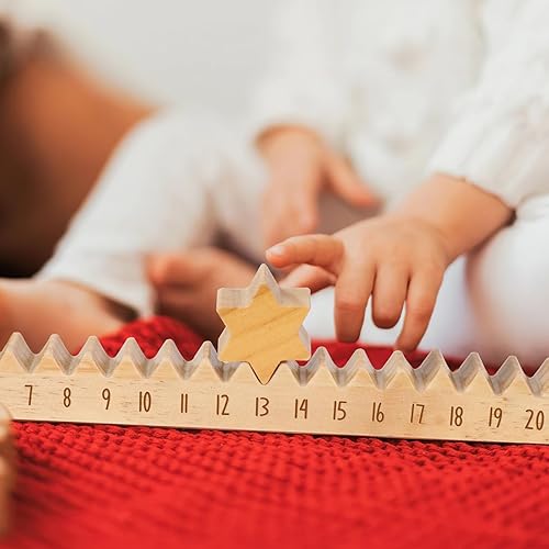 OurWarm Calendario de Adviento de Navidad 2023 para niños y adultos, calendario de cuenta regresiva de Navidad de madera con bloques móviles,