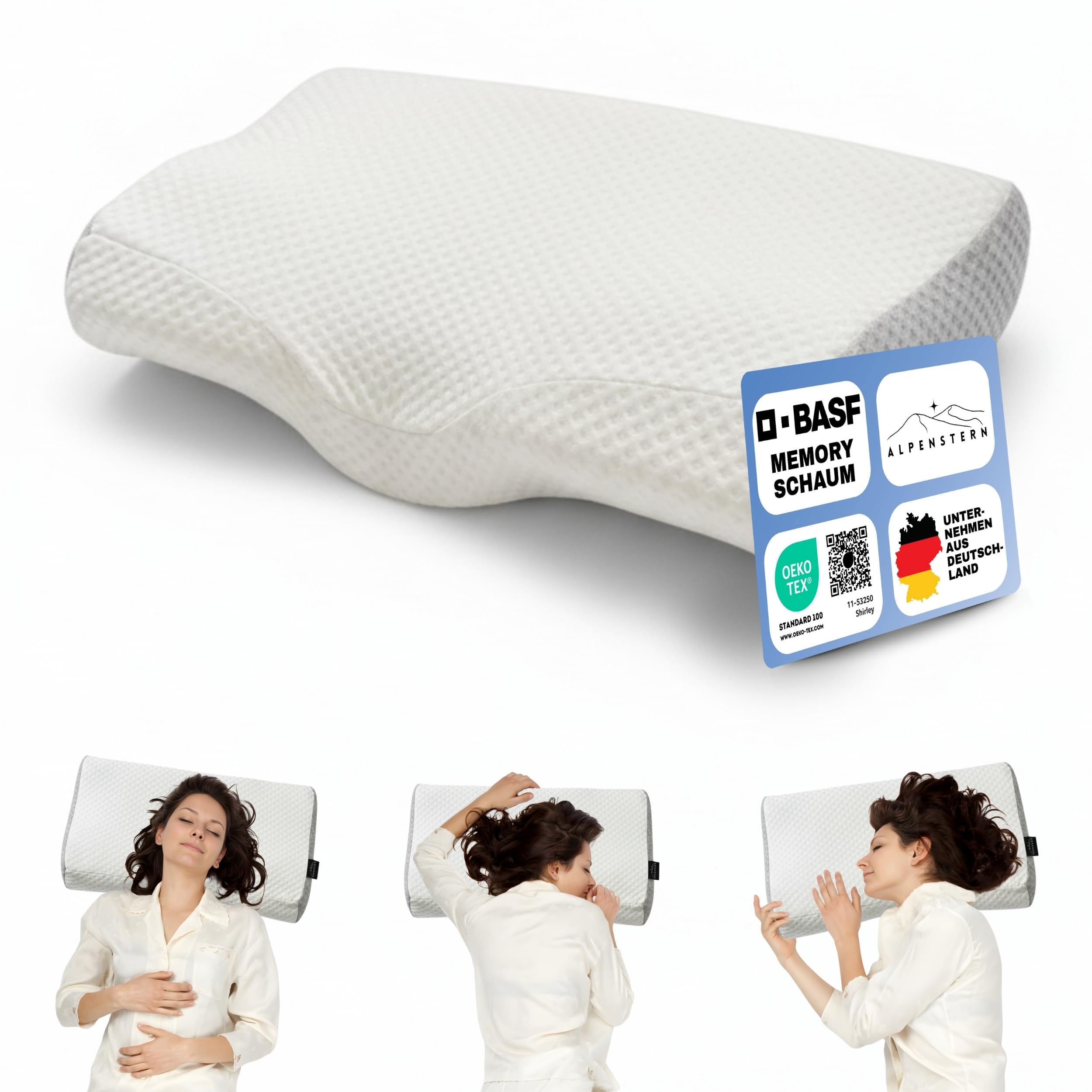 Orthopädisches Nackenstützkissen Memory Foam Kissen Ergonomisches Nackenkissen bei Nackenschmerzen Rücken-, Bauch-, Seitenschläfer Schlafkissen - inkl. Bezug (Kissen)