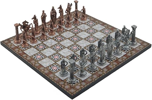 Juego de ajedrez de metal para adultos, cobre antiguo del ejército británico real, piezas hechas a mano y diferentes diseños, tablero de ajedrez de