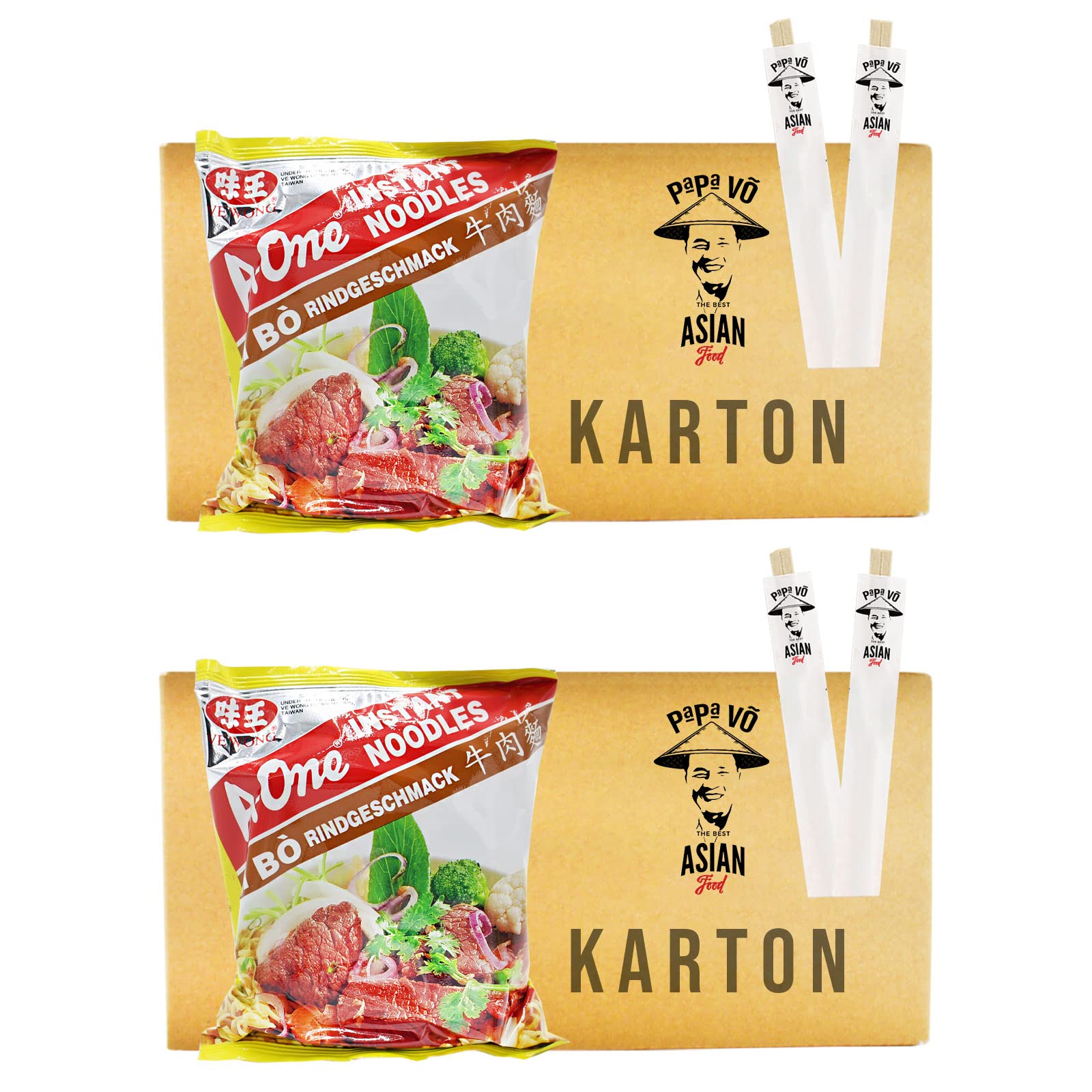 60er Pack (60x85g) A-One Instant Nudelsuppe Rind Geschmack Mi Bo (Papa Vo)