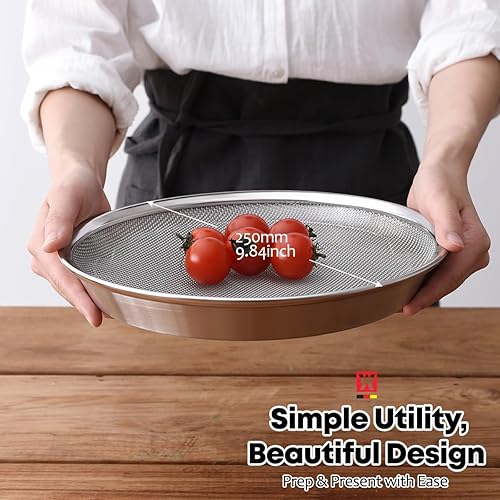 Miniatura 2 de Juego de bandejas de malla de acero inoxidable con bandeja de goteo, cesta y bandeja para freidora de aire, colador de cocina, colador de verduras y