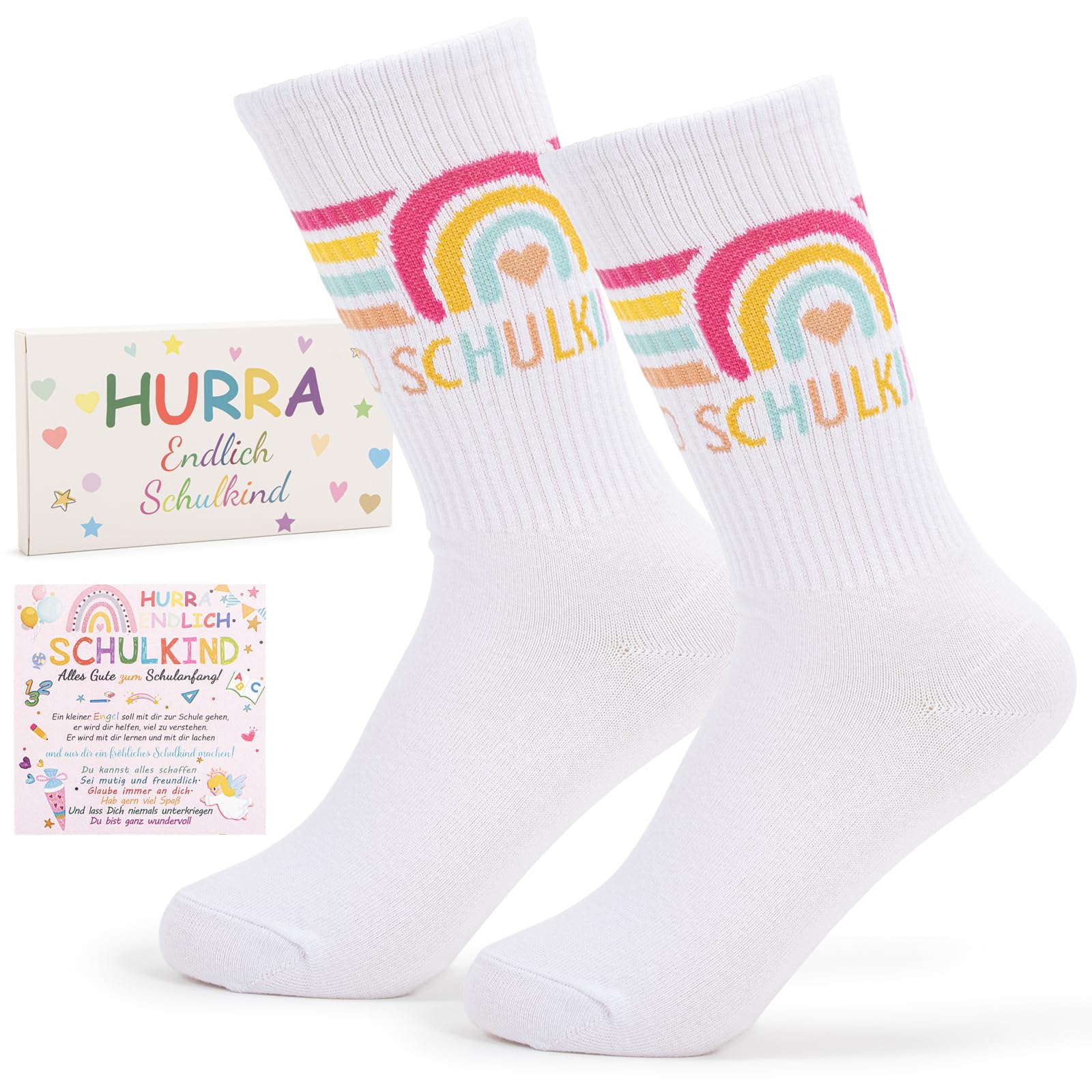 Ventufelix Schulkind Socken Set - Einschulungsgeschenk Mit Rechenkette Größe 25-34