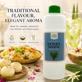 TFS Kewra Water Essence, Pure & Natural Kewra Water for Indian Cooking, Aromatic Floral Cooking Essence for Biryani, Rice, Desserts, Kulfi, Indian Sweets, Drinks & Syrups (600ml)