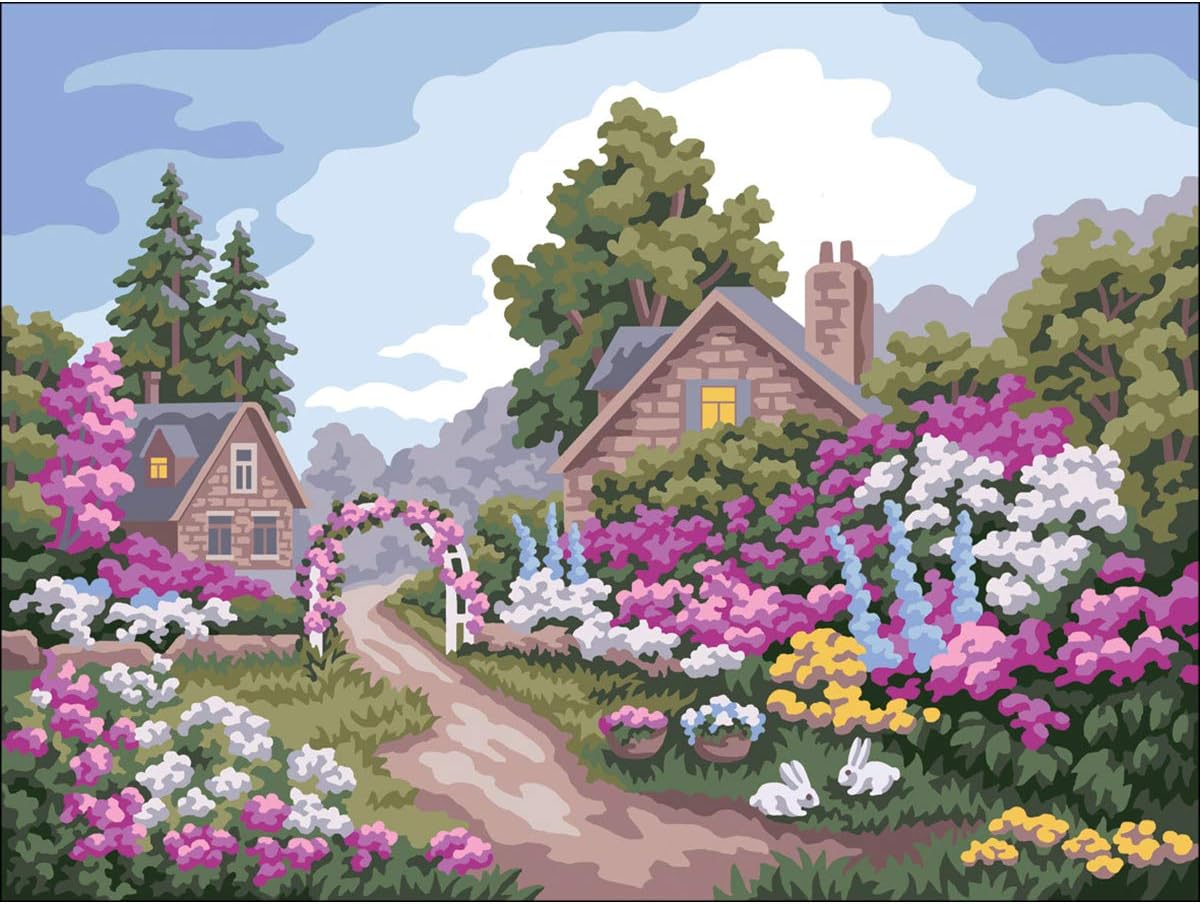 RTO Flower Gate D'Art Needlepoint Printed Tapestry Canvas, 40 x 50cm