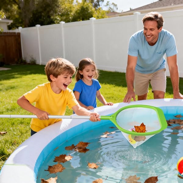 KGC Hot Tub Net 53"(143 cm) Length, Pool Skimmer Net, Small Pond Net with Pole, Fine Mesh Leaf Rake for Spa Fountain Hot Tubs, Aluminum Handle Debris Cleaner, Above Ground Inground Pool Net, Green - 4