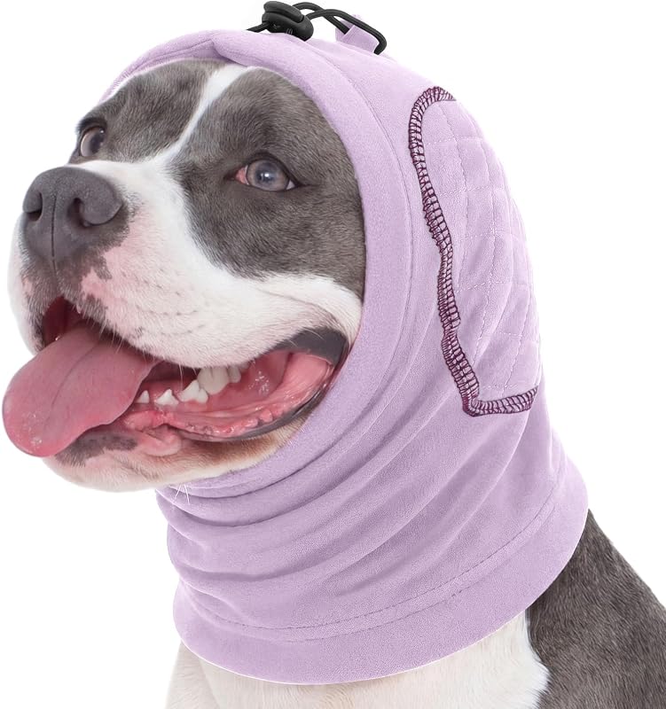 Protetor Auricular para Cães SUNFURA com Forro Absorvente de Ruído e Ajuste por Cordões, Roxo-claro, Tamanho S