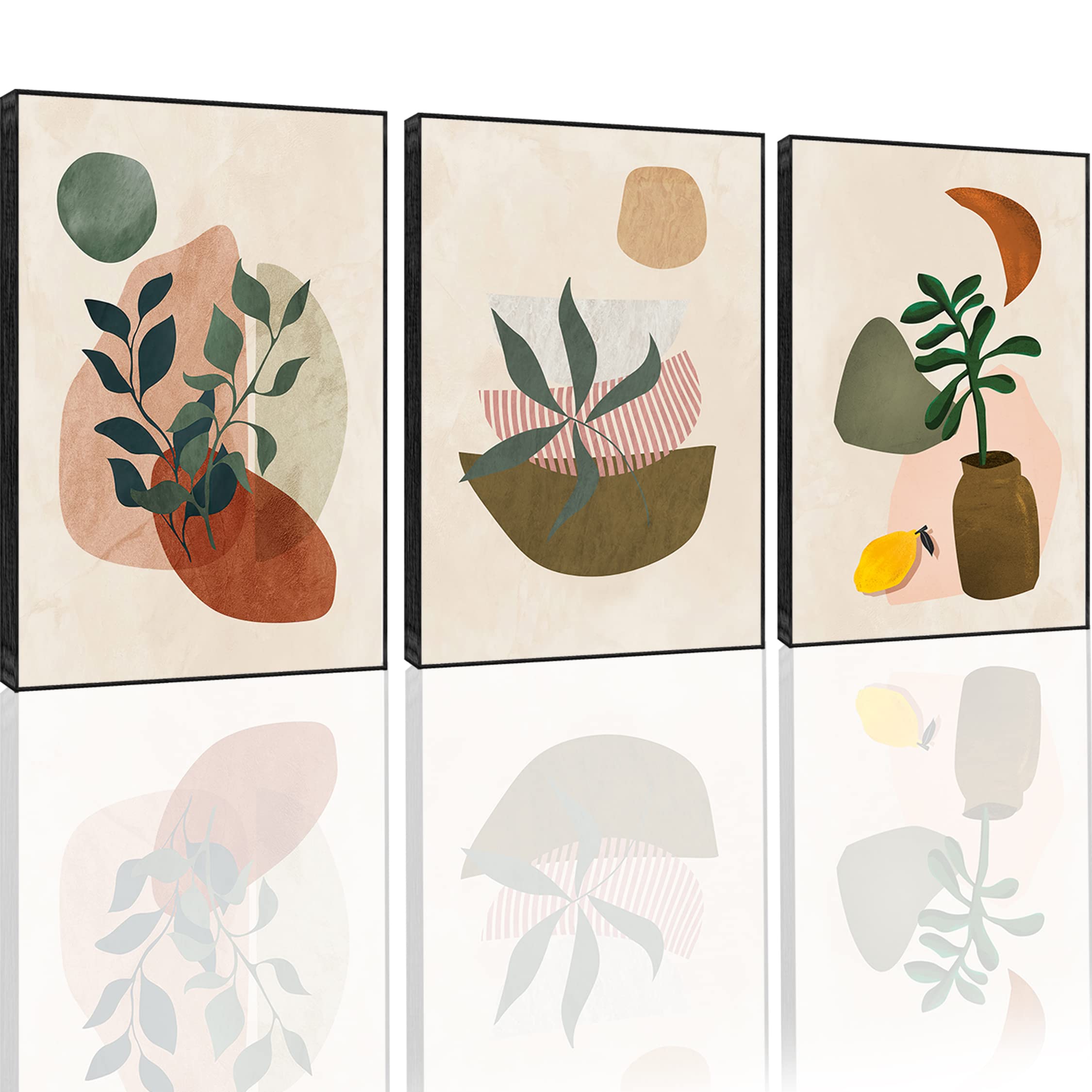 AUKHWALL Boho Wall Art set of 3,Mid Century Modern Wall Decor Art Print ...