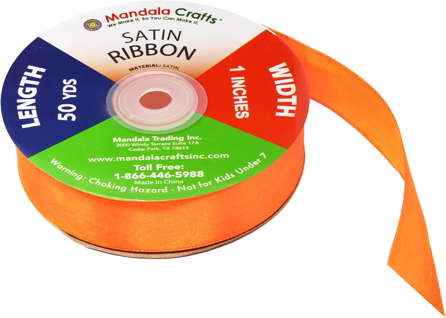 Mandala Crafts Orange 1 Inch Satin Ribbon for Crafts, 50 Yards image 3