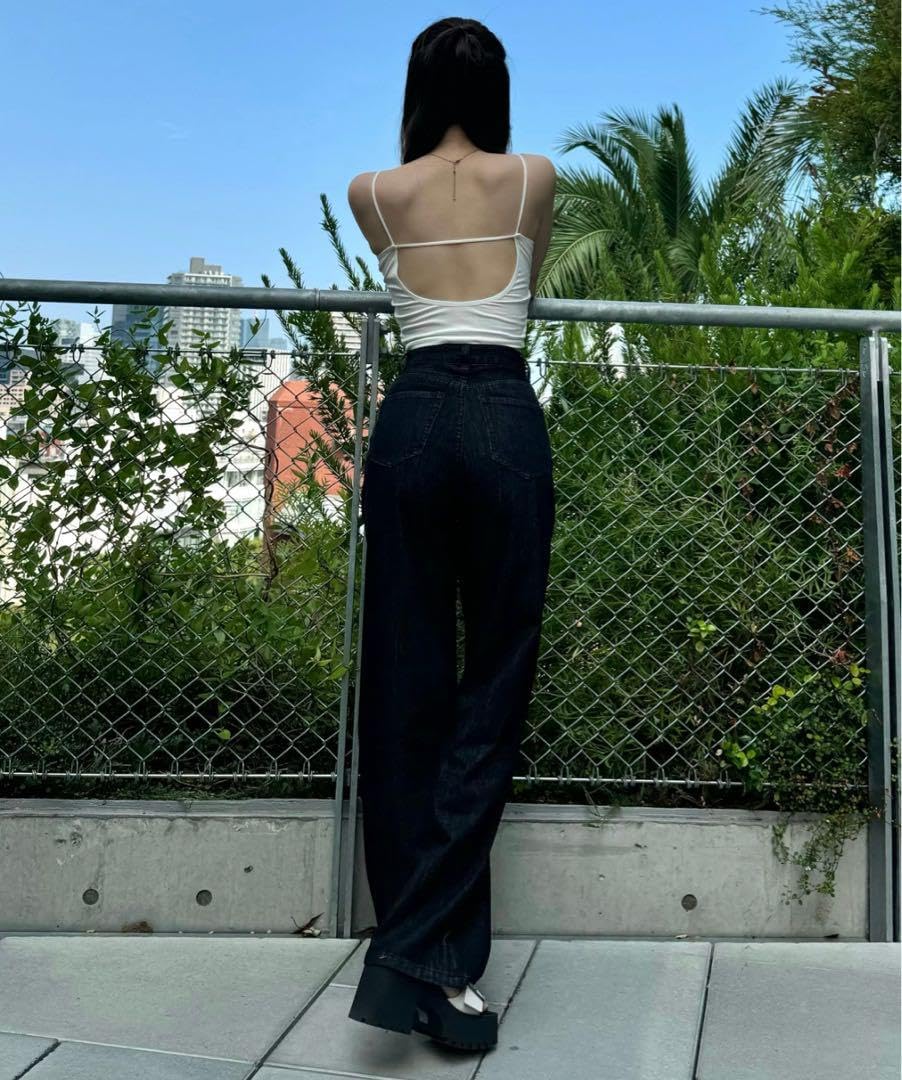 ロングブラックデニムパンツ XXS/S-long