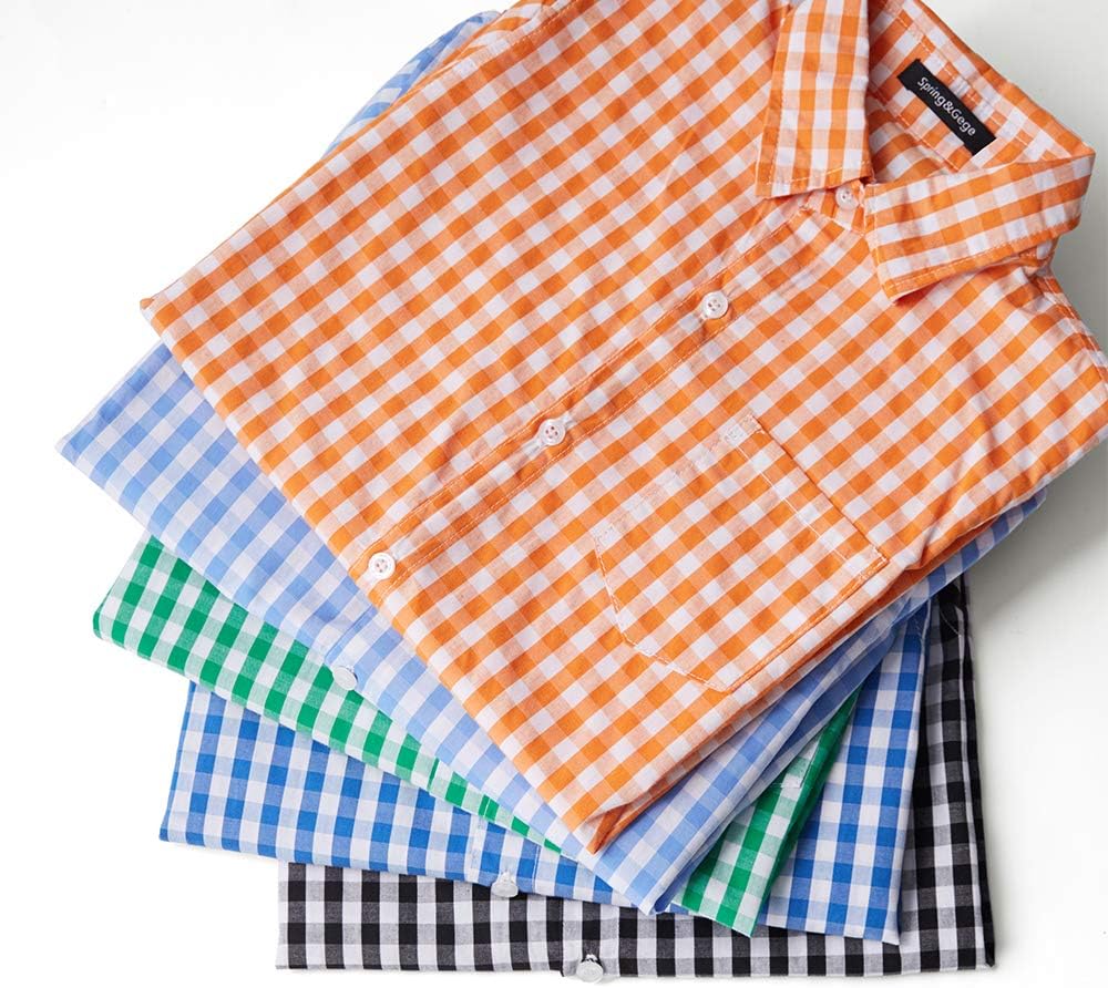 Spring&Gege Boys' Long Sleeve Plaid Poplin Button Down Shirt - Image 8