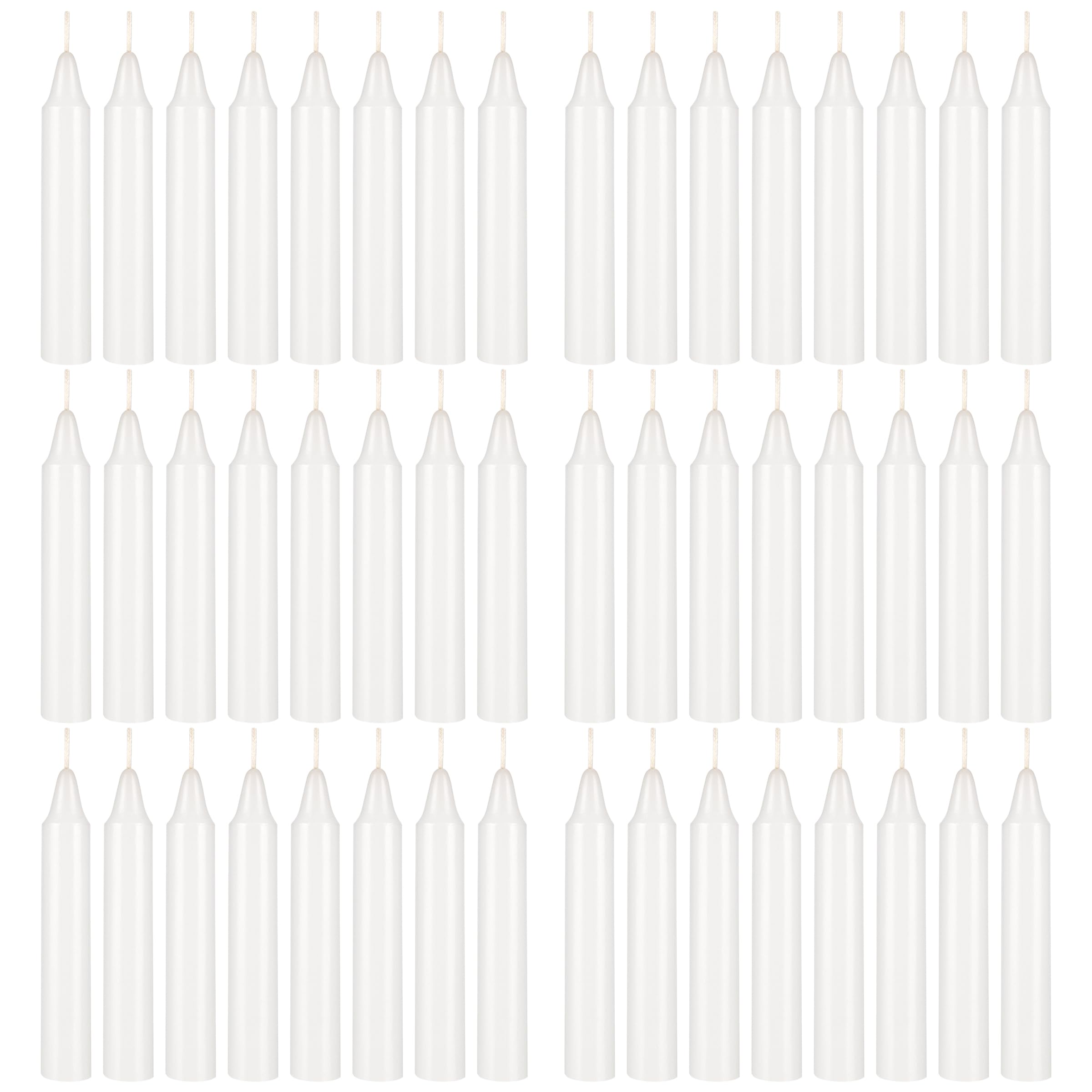 Mega Candles 48 pcs Unscented Straight White Taper Candles, Hand Poured Wax Candle 4 Inch x 3/4 Inch, Home Décor, Wedding Receptions, Centerpieces, Birthdays, Celebrations, Romantic Events, Holders