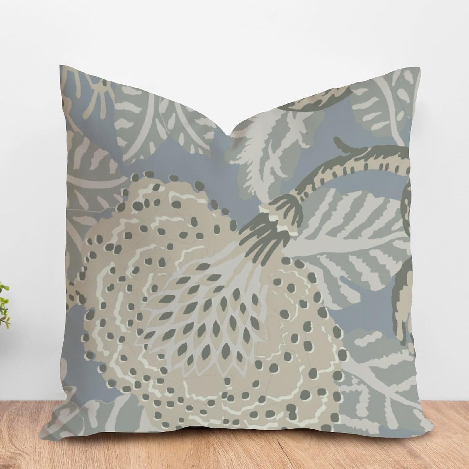 ArogGeld Aqua Blue and Beige Flower Pillow Cover Aqua Chinoiserie Floral Decorative Sofa Cushion Cover Japanese Asian Style Farmhouse Pillow Cover