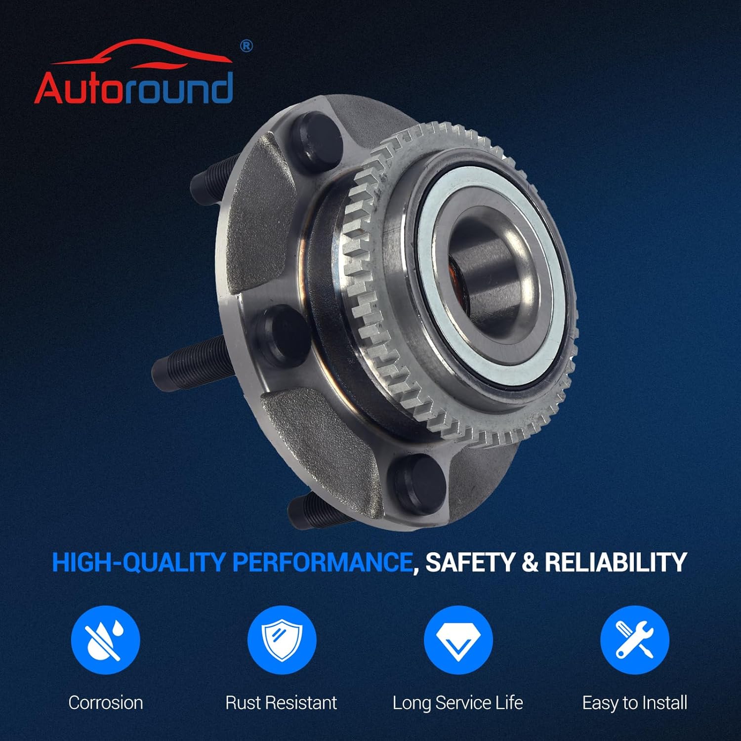 Autoround 513115 Front Wheel Bearing and Hub Assembly Fit for 1994-2004 Ford Mustang, 5 Lugs w/ABS