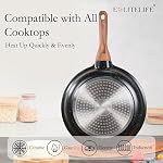 Ensemble de Poêles en Céramique ESLITE LIFE, Poêles Antiadhésives avec Couvercles, Ustensiles de Cuisine Non Toxiques Compatibles avec Tous les Cuisinières (Gaz, Électrique et Induction), Sans PTFE et PFOA, Noir, 7 Pièces