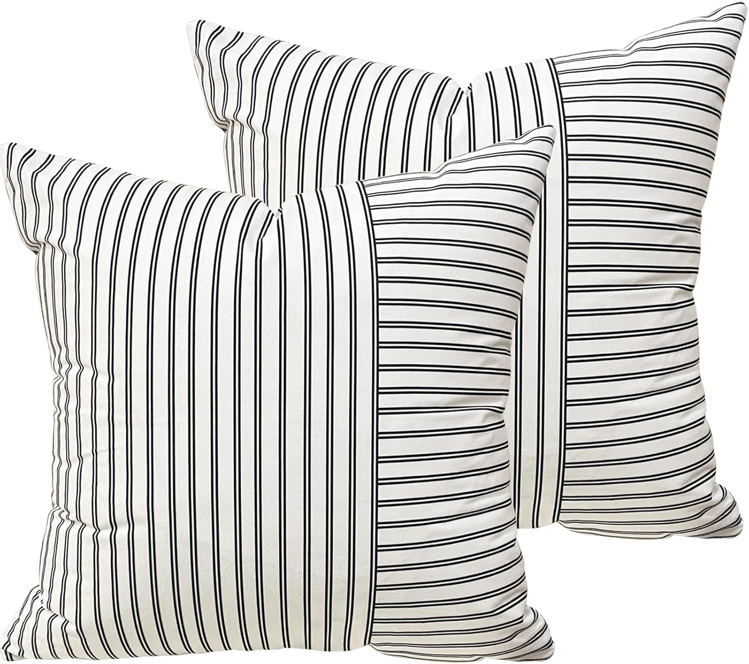 Hunpas Black and White Stripe Throw Pillow Covers, 18"x18