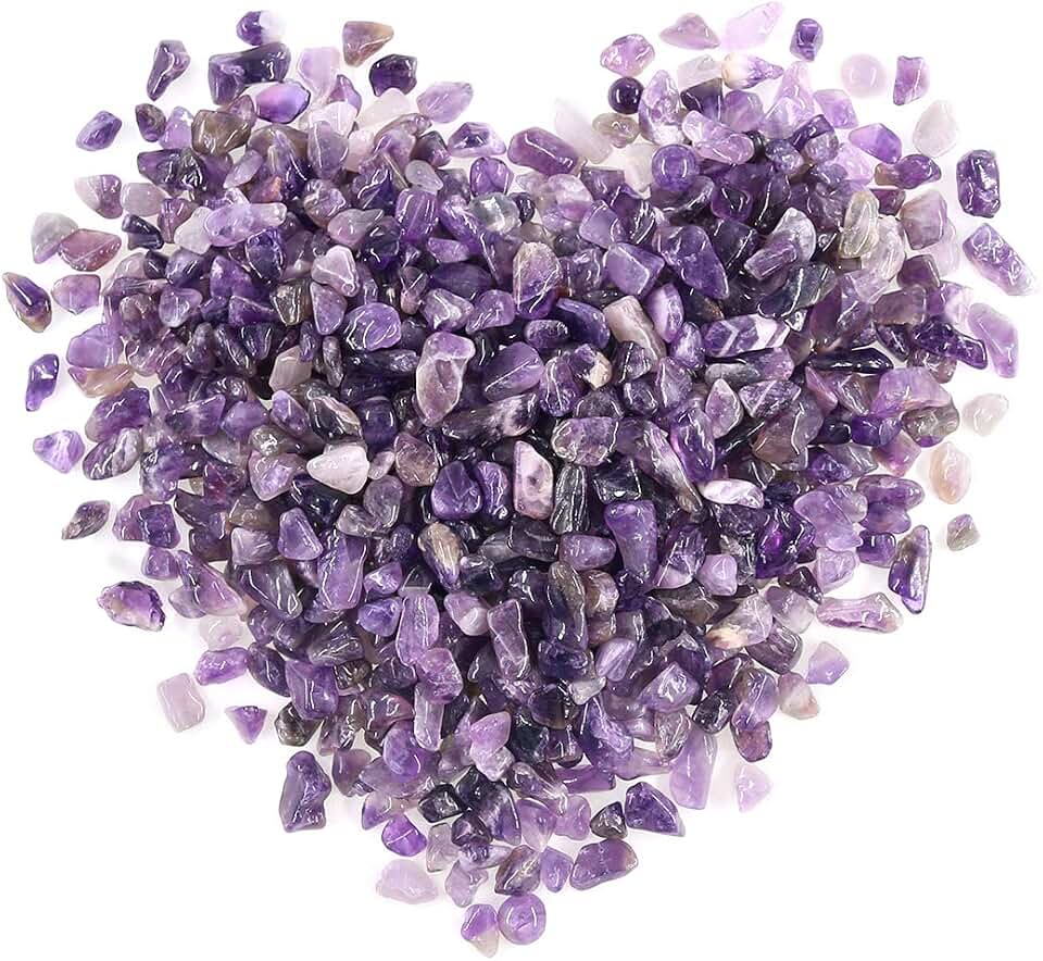 Swpeet 1 libra de amatista, pequeñas virutas de piedras preciosas, piezas trituradas, piedras de forma irregular, piedras de cristal, perfectas para hacer joyas y decoración del hogar, Piedra