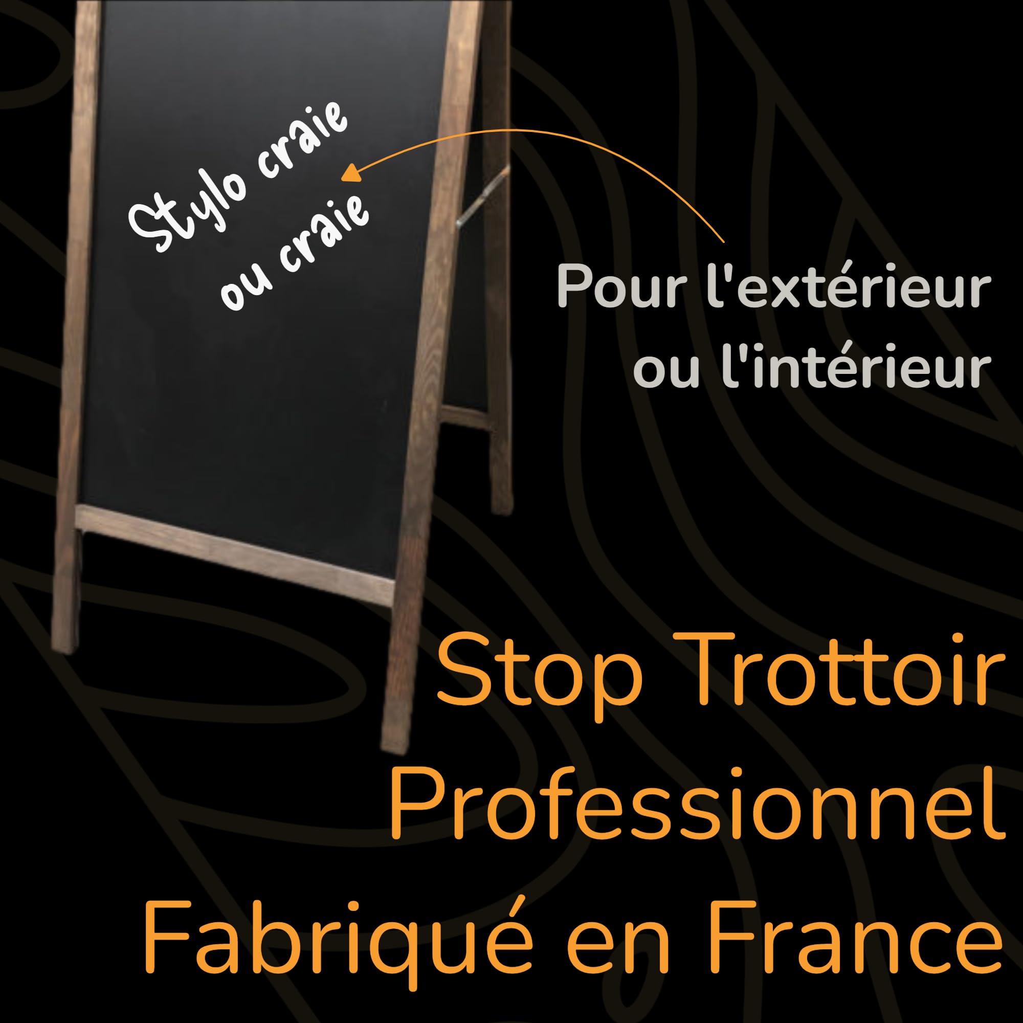 Stop Trottoir Exterieur Professionnel Fabriqué en France, Résistant à la pluie | Ardoise Restaurant sur chevalet