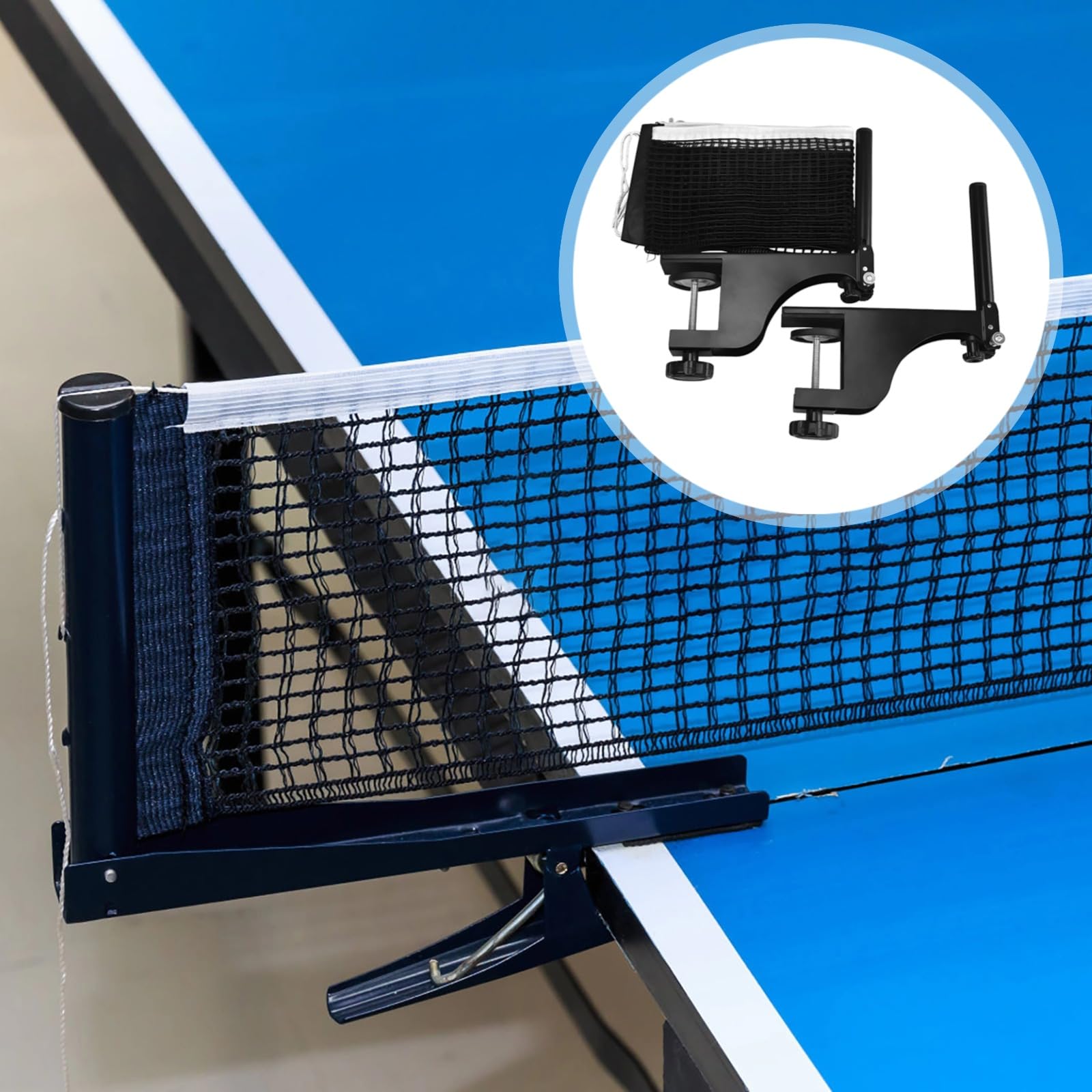 Rete da ping pong e set da torneo, rete da ping pong retrattile con morsetto regolabile, attrezzatura professionale per interni, 2 set
