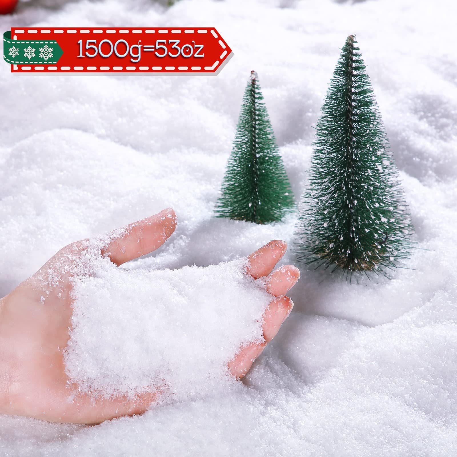 Christmas Twinkles Snow Fake Snow Dekoration Handwerk Schnee Künstliche Flocke Fake Snow Powder Filler für Weihnachten Party Dekoration Supplies (Weiß, 1500 g)