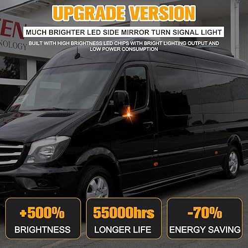 Miniatura 3 de Gempro Luces intermitentes LED para espejo lateral, luces intermitentes de espejo ámbar secuencial para Mercedes Benz Sprinter W906 VW Crafter