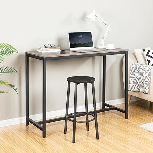 Miniatura 7 de HOOBRO Taburetes de bar, juego de 2 sillas de bar, taburetes de cocina de altura redonda con reposapiés, taburetes de barra de desayuno, marco de