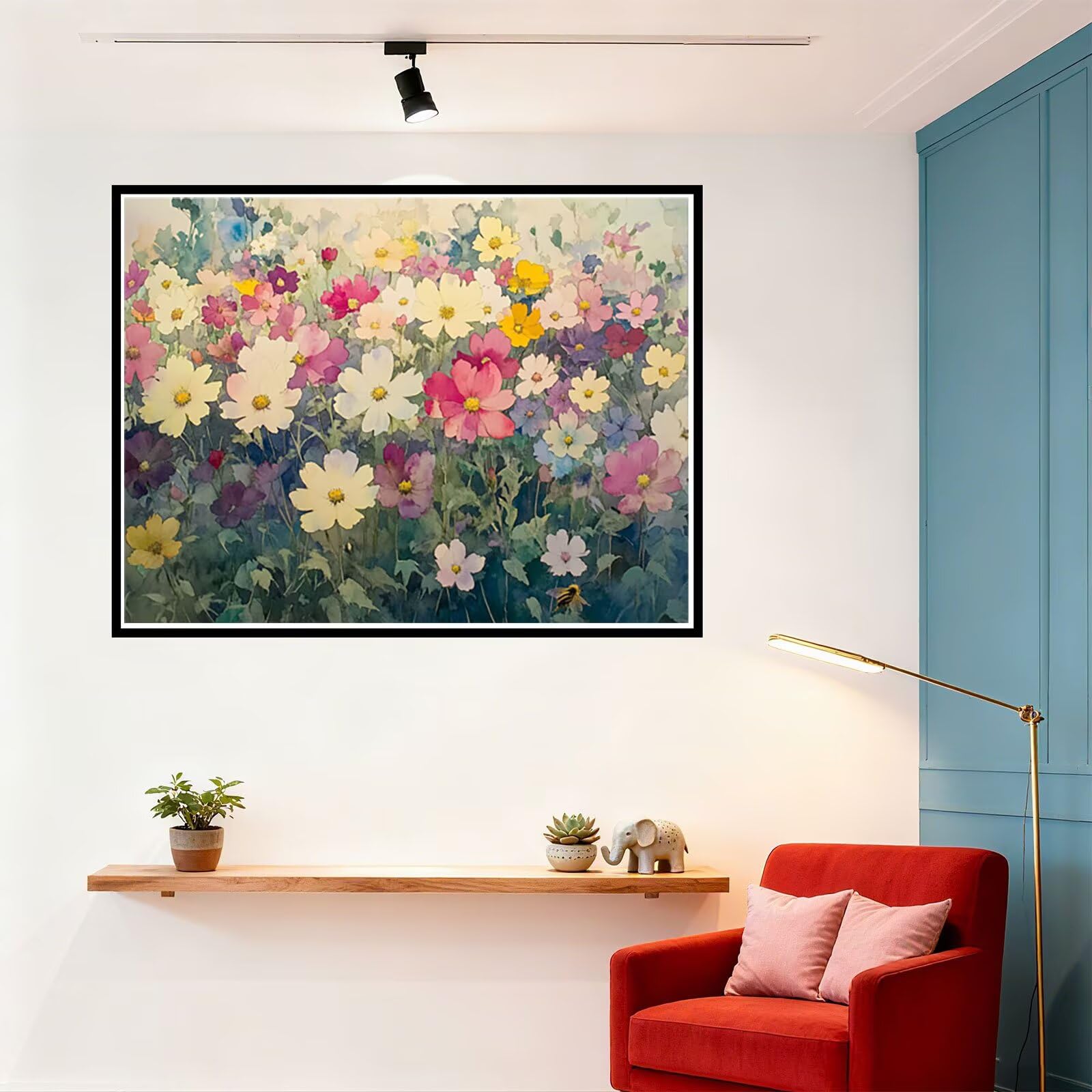 Anlage Malen Nach Zahlen Erwachsene Blume Malen Nach Zahlen Kinder ab 7, Set Erwachsene Bastelsachen Kreativ Set für Kinder Geschenke für Männer, Weihnachten Halloween Deko Ohne Rahmen 60x80cm H - 748