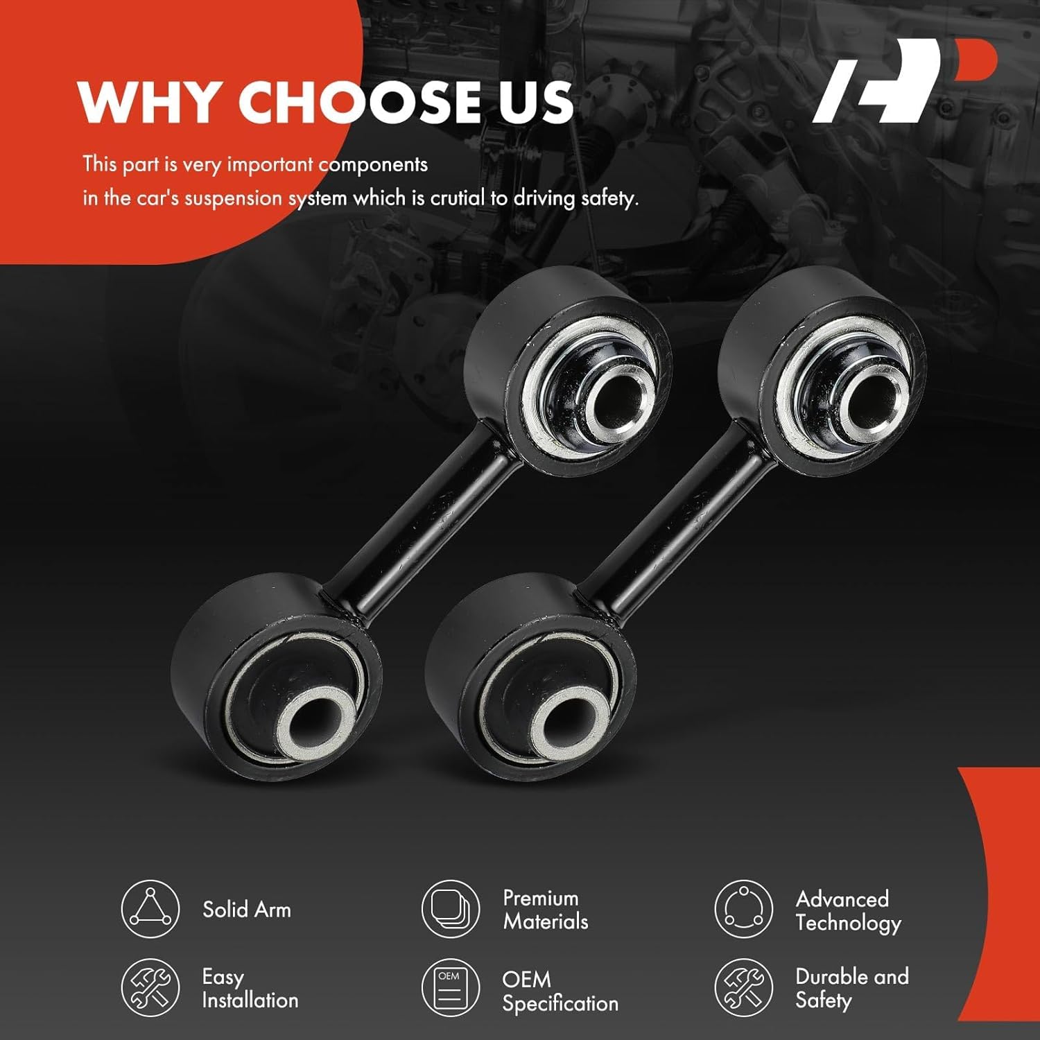 A-Premium 2 x Front Sway Bar Links Stabilizer Bar Links, Compatible with Ford F-250 Super Duty 2007-2010, F-350 Super Duty 2008-2010, F-450 Super Duty 2008, F-550 Super Duty 2008-2010