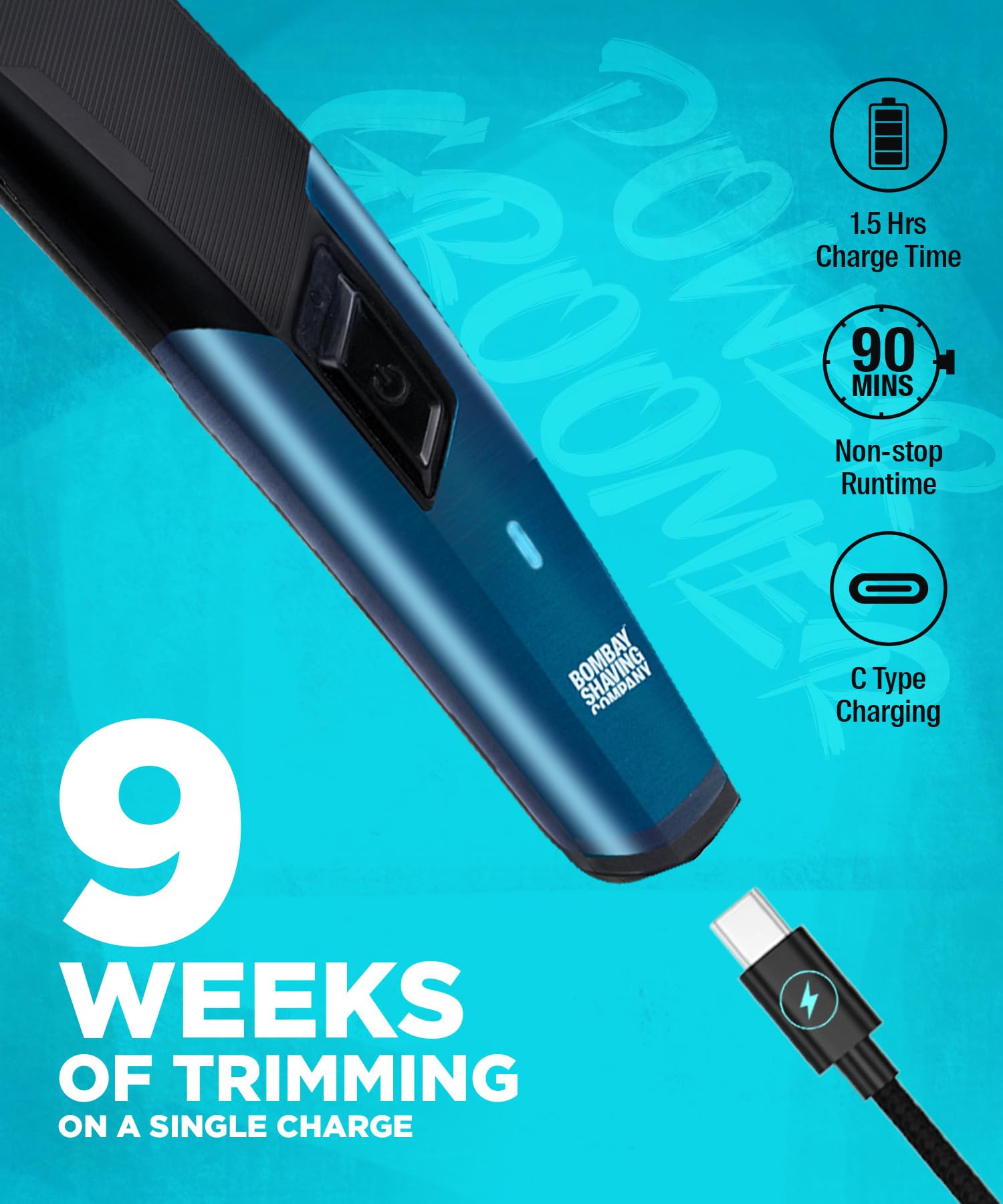 Bombay Shaving Company Trimmer 11 in 1 da uomo, tutto in uno, trimmer per tutto il corpo da uomo, tempo di ricarica di 90 minuti, tempo di esecuzione di 90 minuti, per capelli, orecchie, barba, corpo,