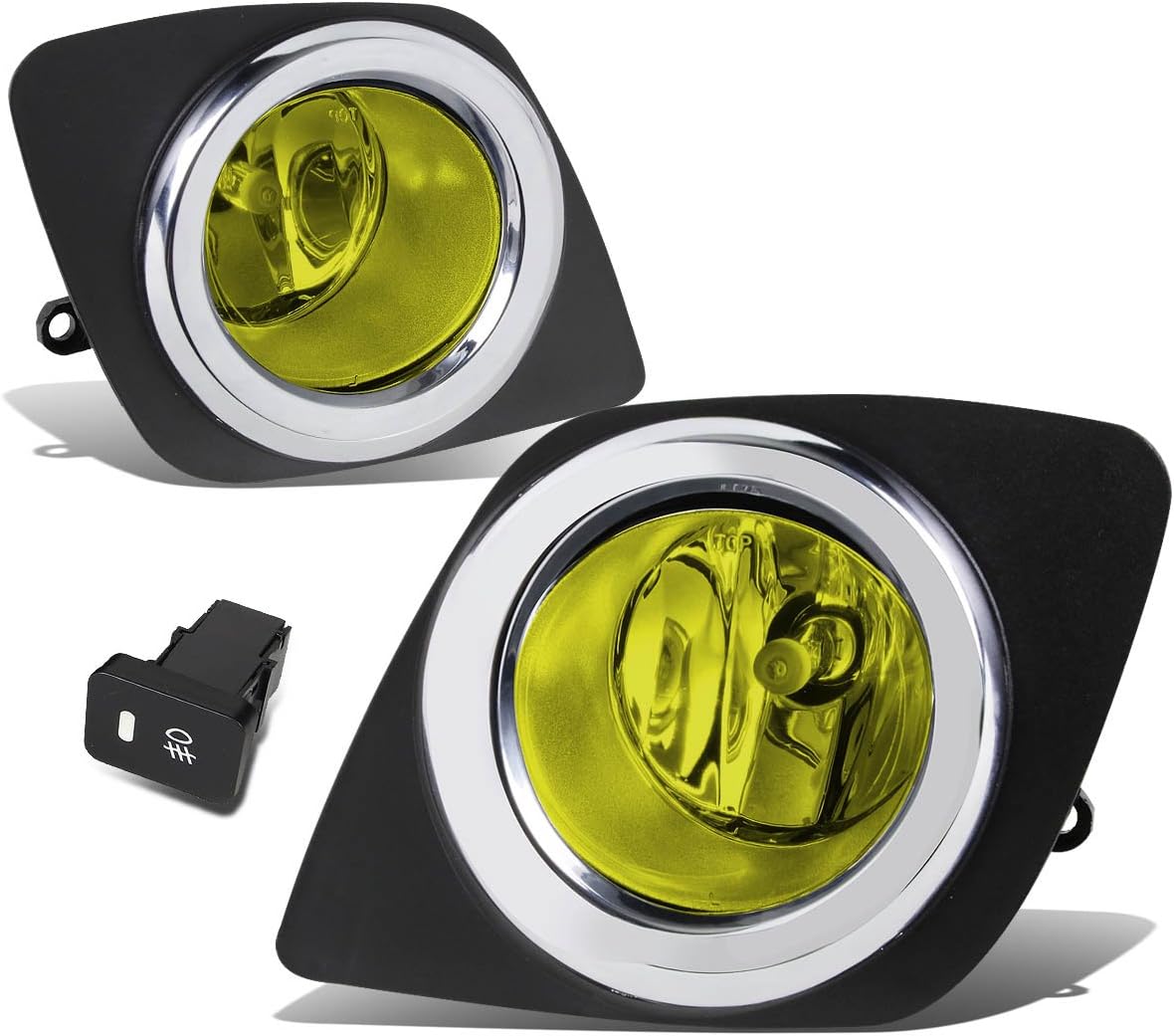 Auto Dynasty Fog Lights Assembly Compatible with 2009-2012 RAV4 Front Bumper Driving Fog Lamps w/Switch and Bezel, Driver and Passenger Side, Amber Lens