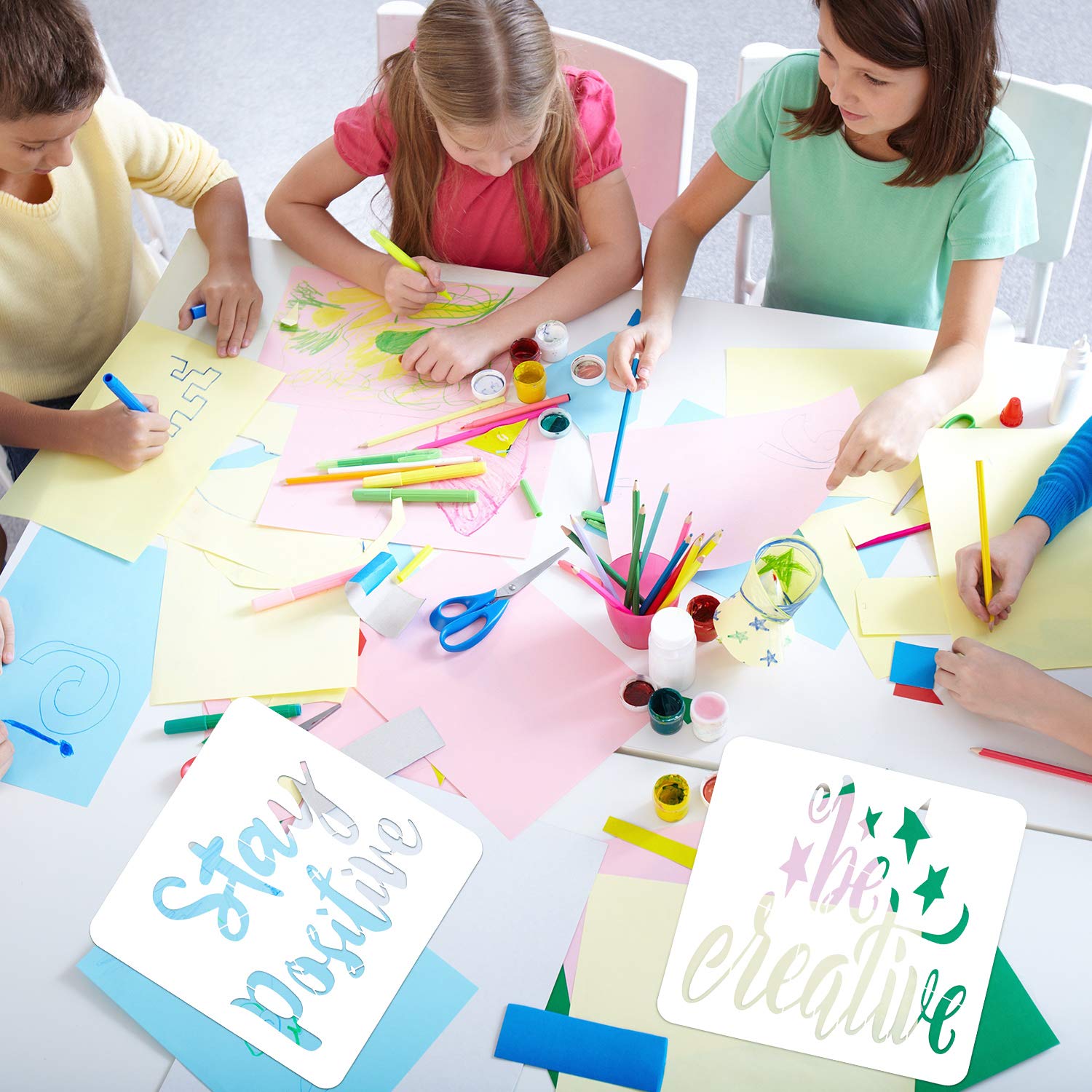 Zonon 12 Pieces Plastic Inspirational Quote Stencils 2