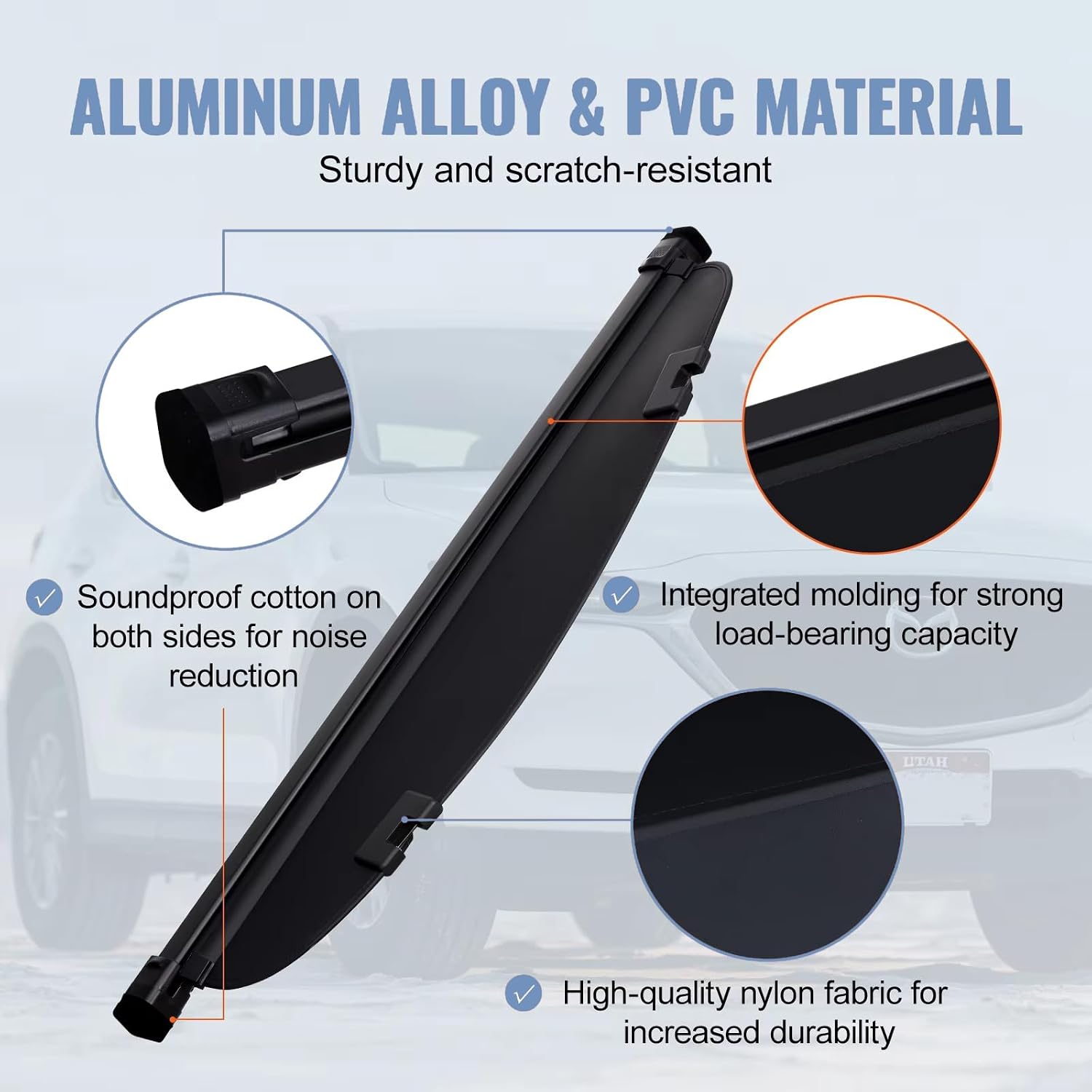 Trunk Cargo Cover for Ford Mach-E 2021-2026,Retractable Trunk Cover Anti-Peeping Privacy Security Screen Luggage Shield Shade Waterproof All Weather,Carbon Fiber