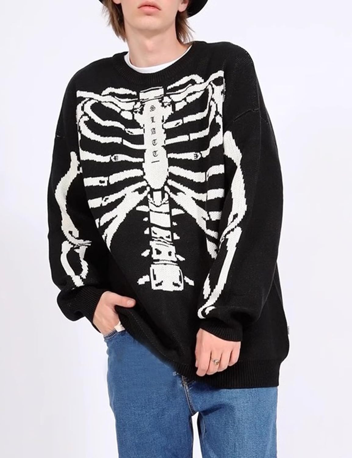 Yimoon Men Oversized Sweater Graphic Cable Knit Jumper Cute Unisex Crewneck Pullover - Image 3