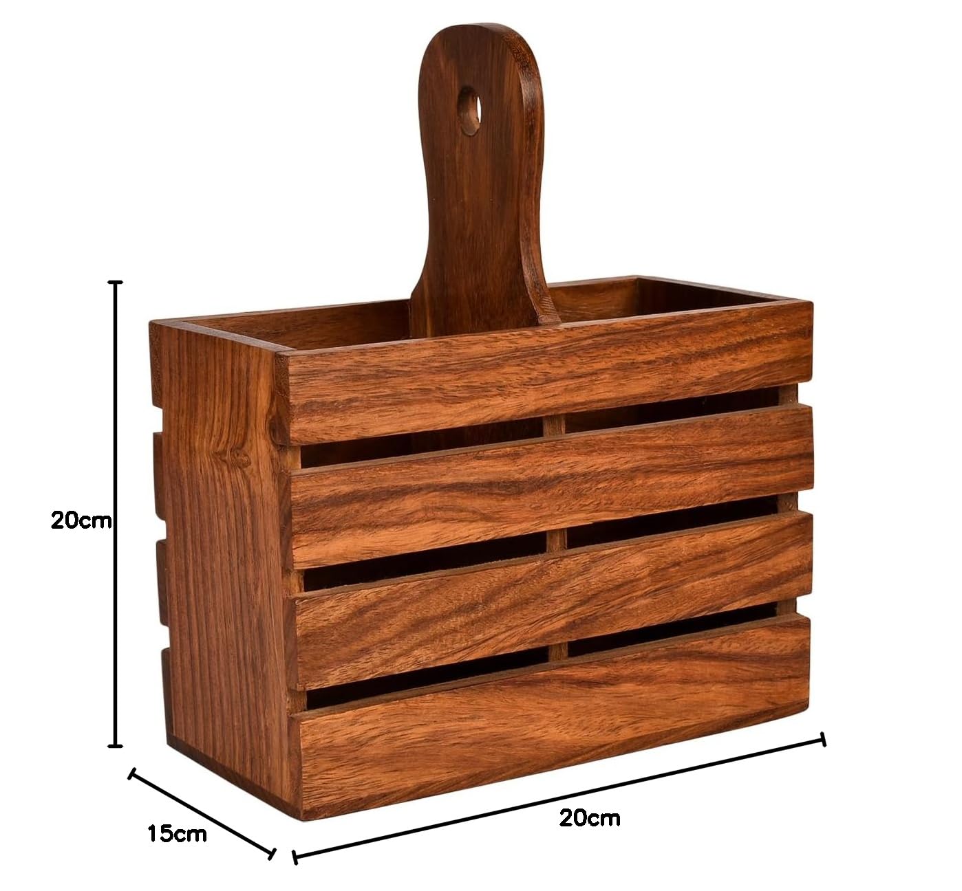Rustic Wooden Cutlery Holder - 2 Compartment -6