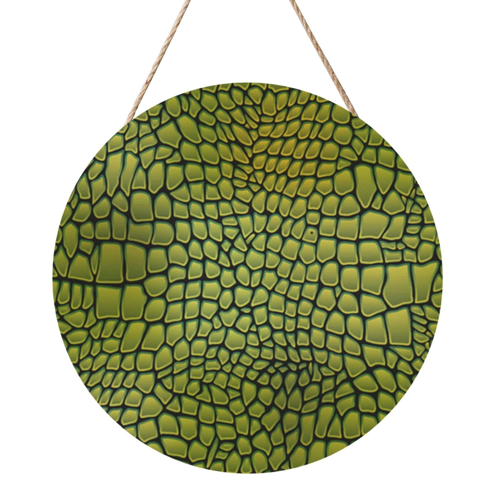 InOmak Crocodile Skin Pattern, Round Wood Panel Painting 12 in, Wall Hanging Painting For Home