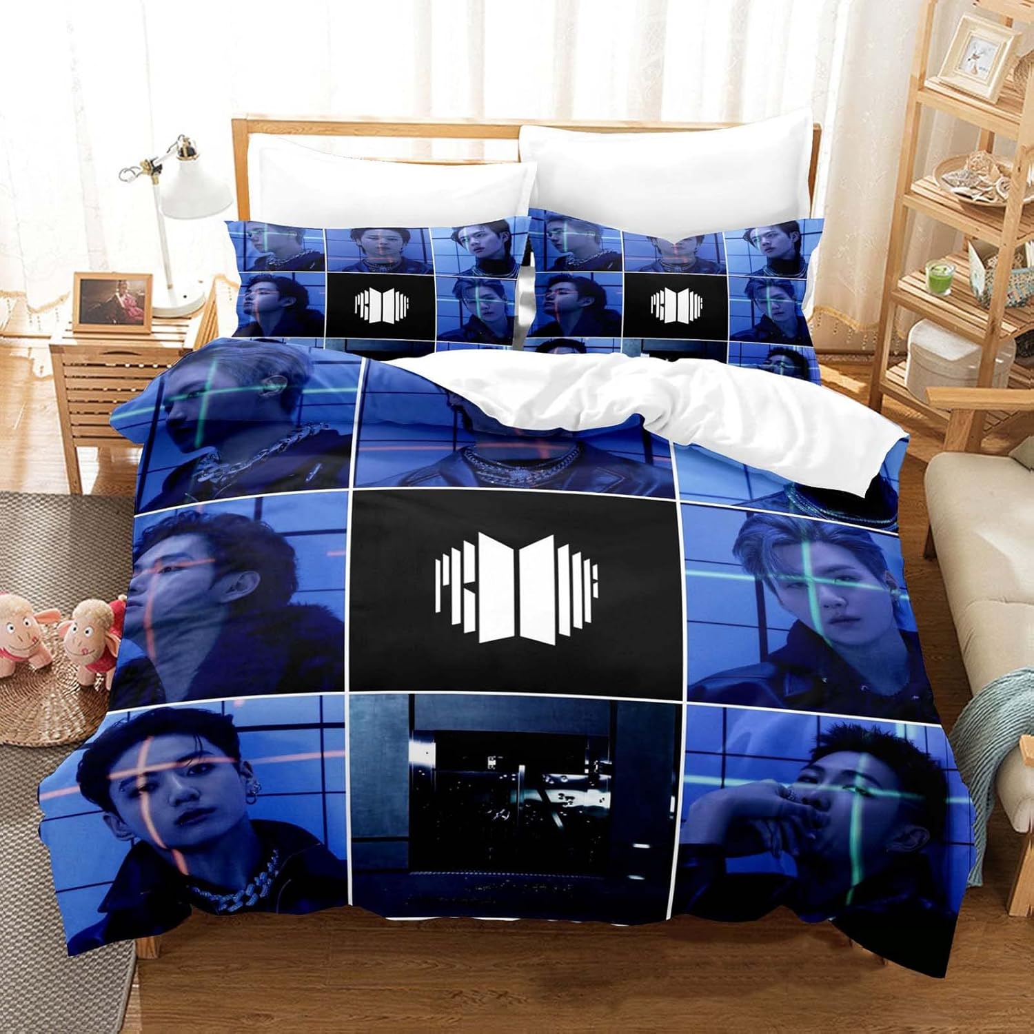 ZLYJ BTS Duvet Cover Set for Kids Girls, 3D Digital Print BTS Bedding