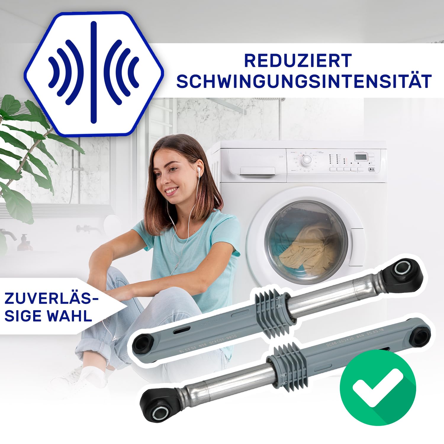 2 Stück Stoßdämpfer Waschmaschine 80N Ø10mm Ø13mm Länge 170 mm – 250 mm mit dem Originalcode DC66-00531C DC66-00343D DC66-00421B für Samsung - MONTERAL