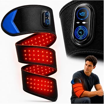 Arm Heating Pad Sleeve, Cordless Elbow Heating Pad for Office, Sports & Travel, 5000mAh Rechargeable Heated Arm Wrap with Red Light, Fast Heating, 3 Heat Levels & 15/30/45-Min Timer, Black