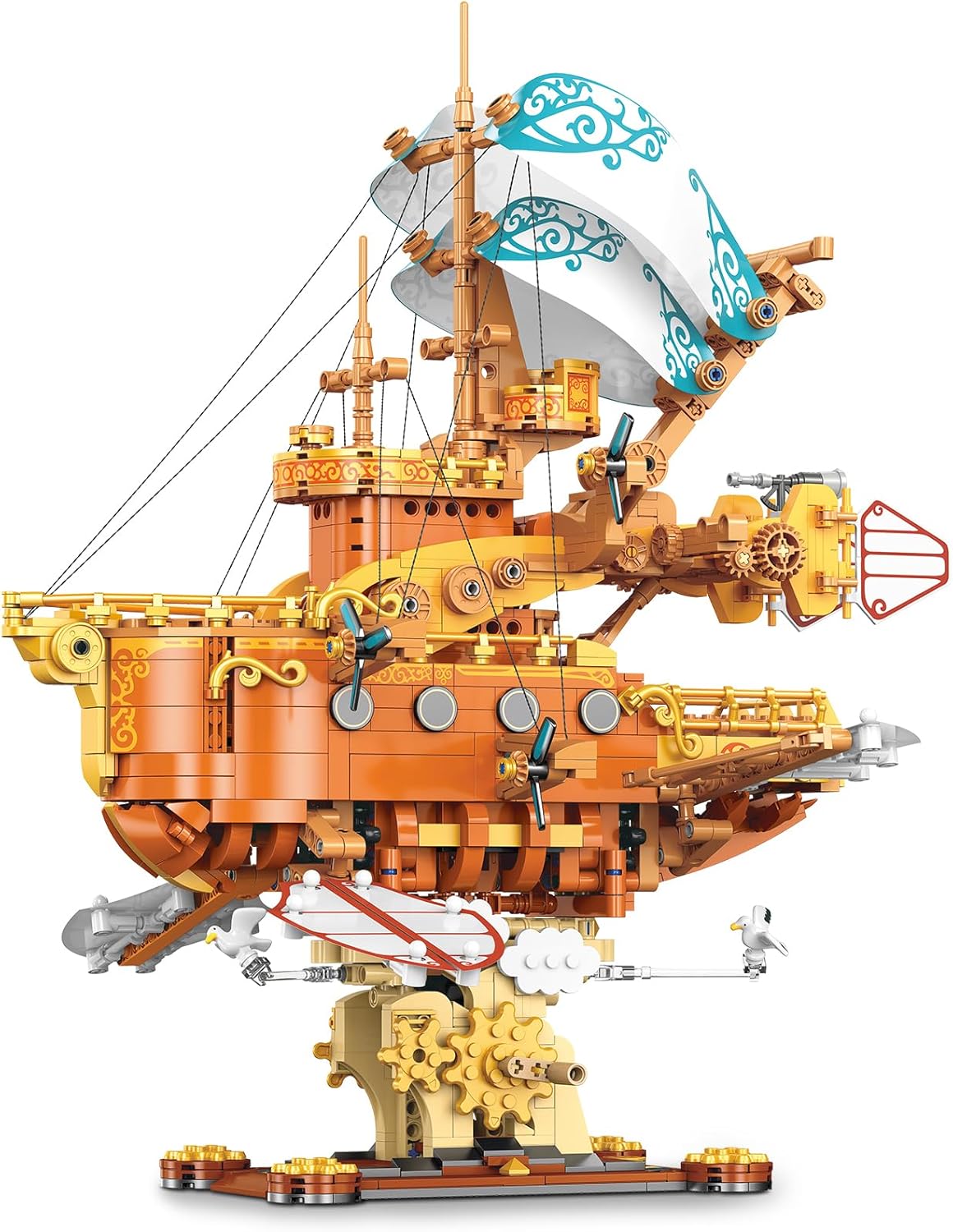 Pirate Ship Building Blocks Set for Adults (1864Piece), Fantasy Steampunk Spaceship Model for Home Office Collection, Birthday Gifts for Building Blocks Lover
