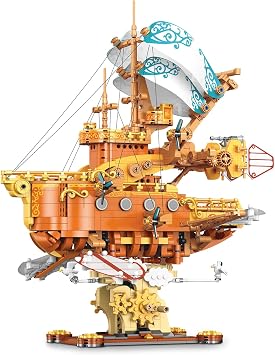 Fantasy Steampunk Spaceship Building Set for Adults, 1864 PCS