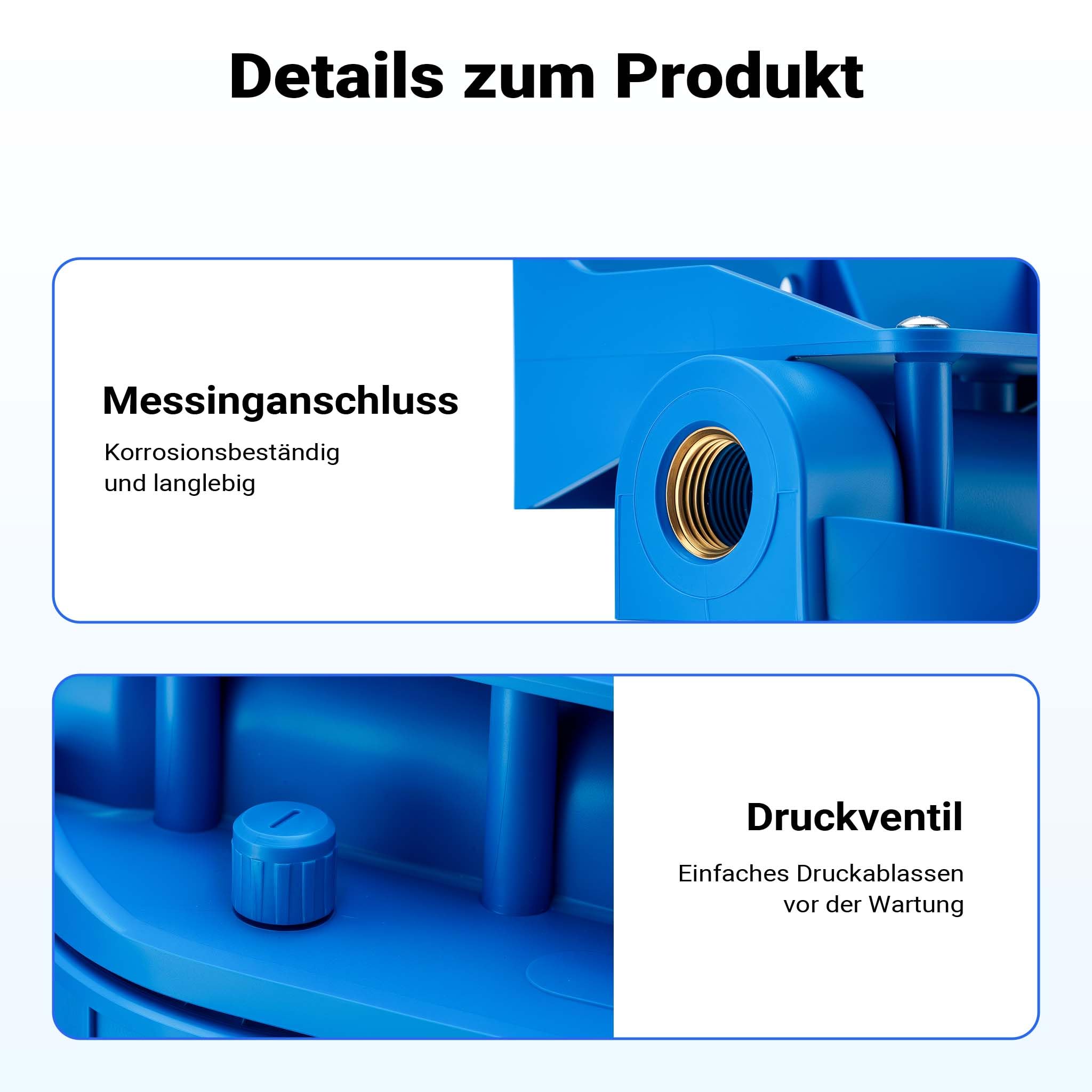 Naturewater NW-BR10B3 2 Stufen Wasserfilter Doppelfilter, 5 µ, 20,67 mm (1/2"), Ø62 mm PP Kartusche, Filter Wandhalterung, Filterschlüssel, Sedimentfilter Aktivkohleblock