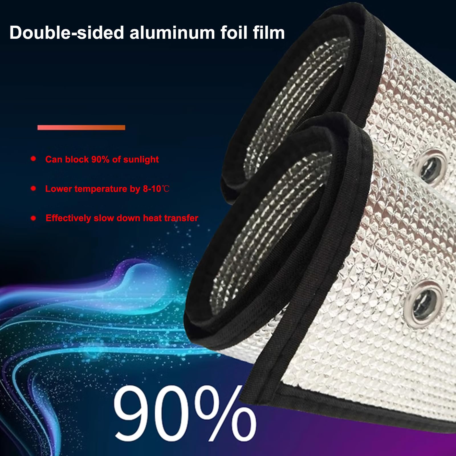 Pellicola riflettente per finestre, 100% alluminio, isolante per la privacy, per la privacy, facile da installare, con ventose, 120 x 280 cm / 47x110in, per casa e ufficio