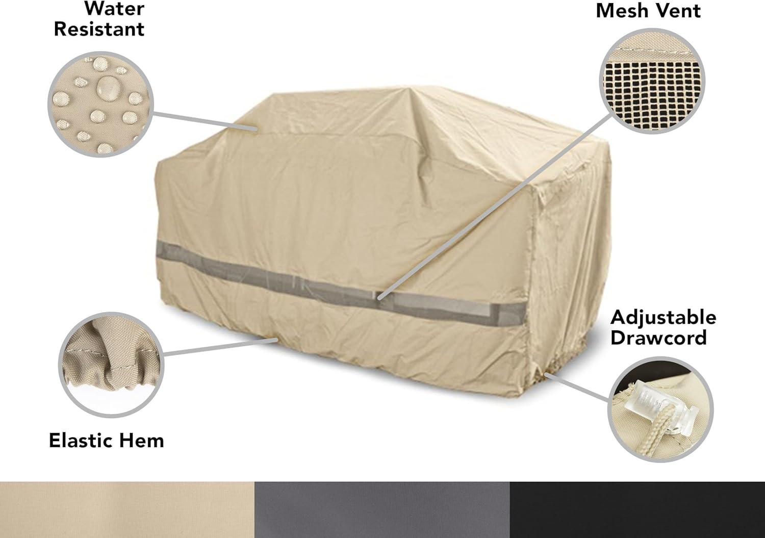 Covermates Elite Island Grill Cover - Weather-Resistant BBQ Grill Protection, Heavy-Duty Outdoor Cover with Mesh Vents for Year-Round All-Weather Durability, 110 Inch, Khaki