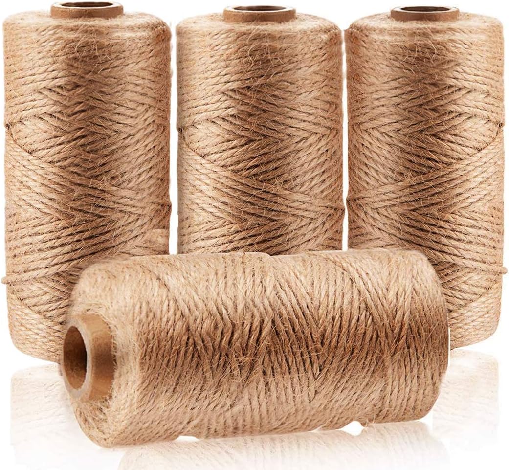 Arit Estelleshows Shows 4Pcs(1312 Foot) Natural Jute Twine s and Crafts Jute Rope Industrial Packing Materials Packing String for GiftsDIY Crafts Decoration Bundling Gardening and Recycling