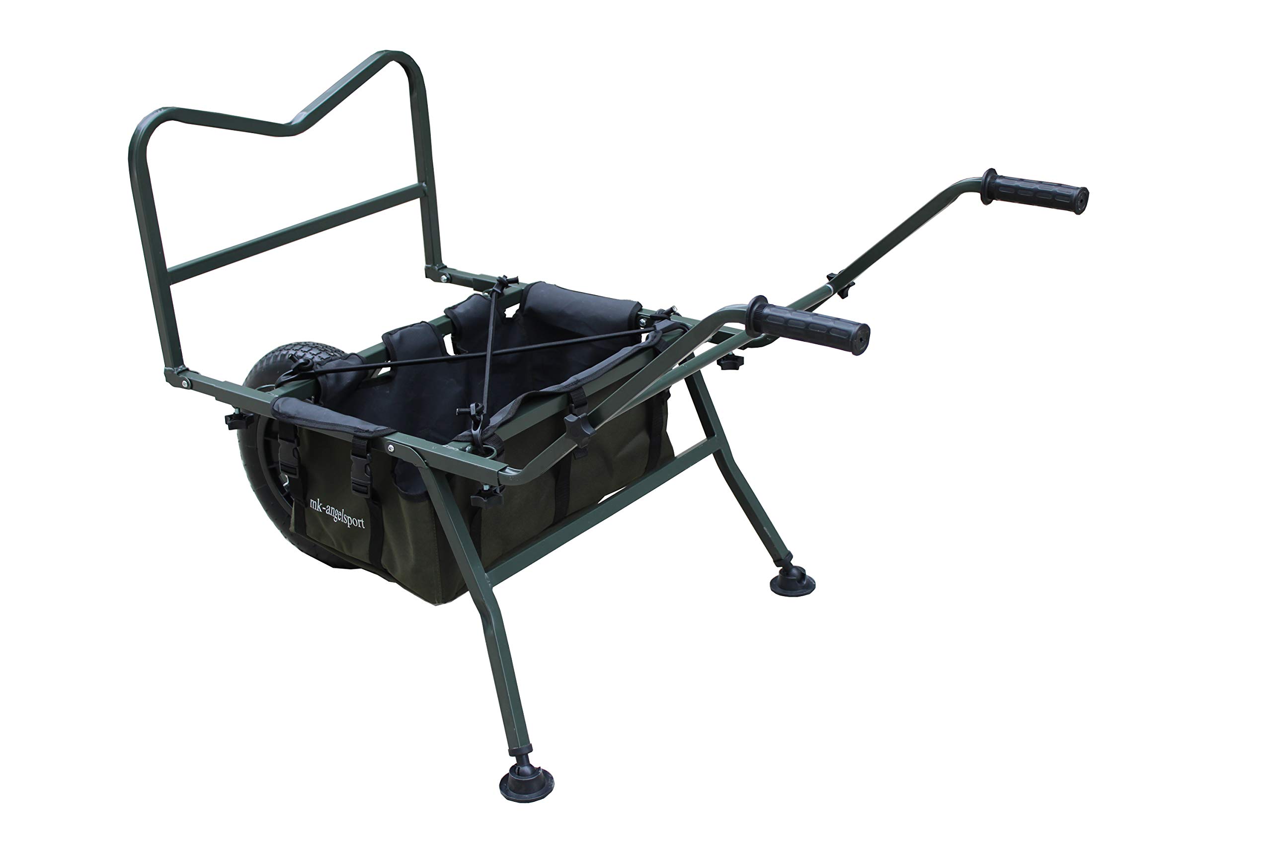 MK-Angelsport Big Angeltrolley Transport Karre für Angler Sackkarre mit verstellbaren Achsaufnahmen, stabilem Rahmen & extra großer Ladefläche – Platz für Liege & Stuhl – klappbar & geländetauglich