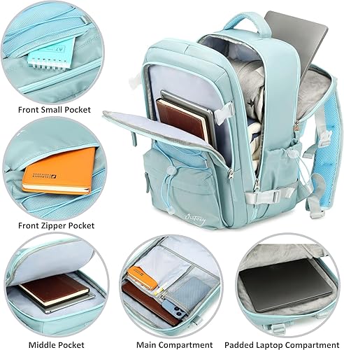 Miniatura 4 de Mochila de viaje para mujeres y hombres, mochilas para laptop de 17 pulgadas con puerto USB, bolsa de transporte aprobada por aerolíneas, bolsas