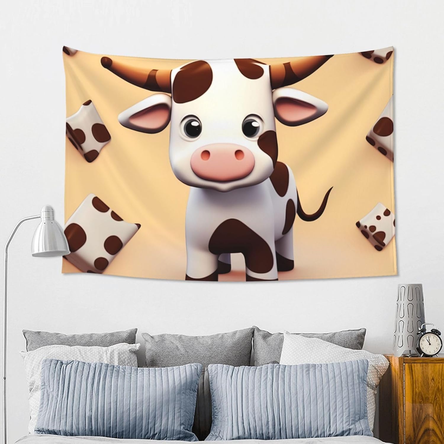 LZQPOEAS Cute Cow Tapestry Wide Wall Hanging Lightweight Wall Blanket Aesthetic Tapestry Poster Vintage Mural Art Background Wall Hanging for Bedroom Living Room Dorm Home Decor 60 X 40 Inch image 5