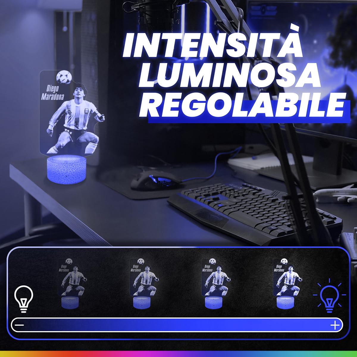 Lampephoto.fr - Lampada 3D Argentine - Diego Maradona, Luce Notturna Tattile Argentine - Diego Maradona Giocatore di Football, 3D Led Idea Regalo di Natale per Ragazzi e Ragazze Lampada da Notte TOP
